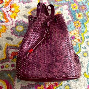 Neiman Marcus woven leather bucket bag backpack